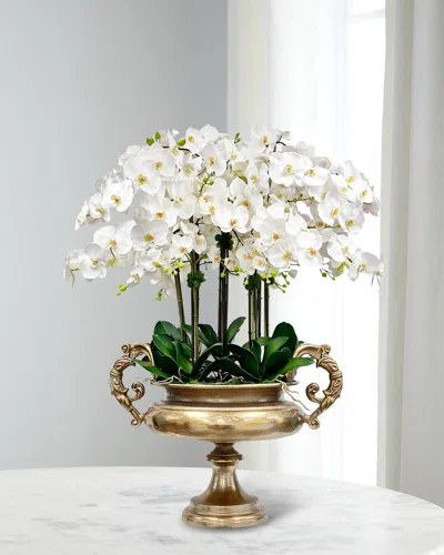 WINWARD HOME ORCHIDS 45" FAUX FLORAL ARRANGEMENT IN ALUMINUM URN