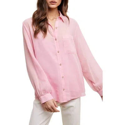 WISHLIST WISHLIST CHIFFON BUTTON FRONT SHIRT WITH CAMI
