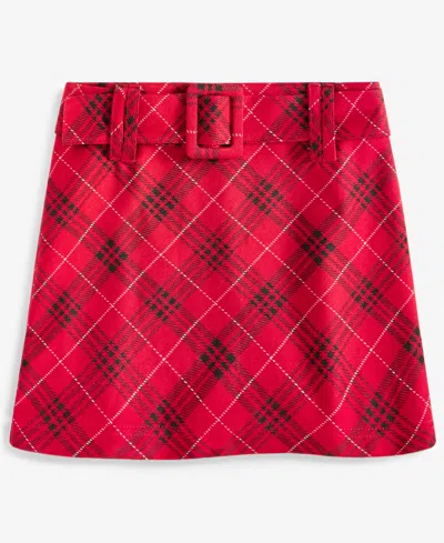 WITH JULES BIG GIRLS BELTED PLAID MINI SKIRT