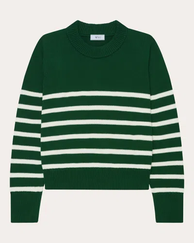WITH NOTHING UNDERNEATH WOMEN'S DEVON STRIPE COTTON CREWNECK SWEATER