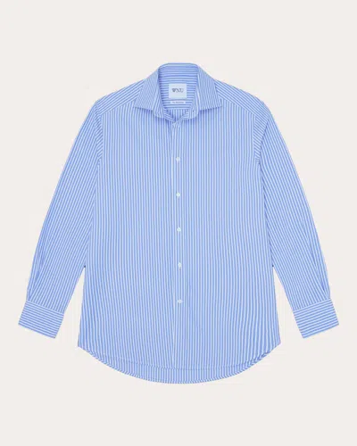 WITH NOTHING UNDERNEATH WOMEN'S THE BOYFRIEND PINSTRIPE FINE COTTON POPLIN BUTTON-UP SHIRT