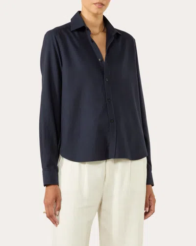 WITH NOTHING UNDERNEATH WOMEN'S THE CLASSIC BRUSHED COTTON-WOOL BUTTON-UP SHIRT