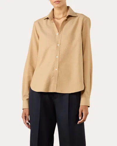 WITH NOTHING UNDERNEATH WOMEN'S THE CLASSIC BRUSHED COTTON-WOOL BUTTON-UP SHIRT