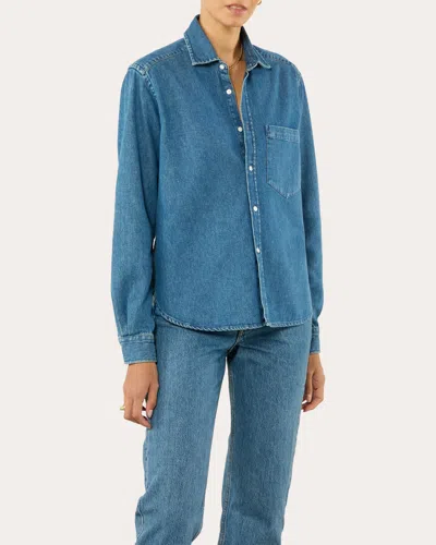 WITH NOTHING UNDERNEATH WOMEN'S THE CLASSIC COTTON DENIM BUTTON-UP SHIRT