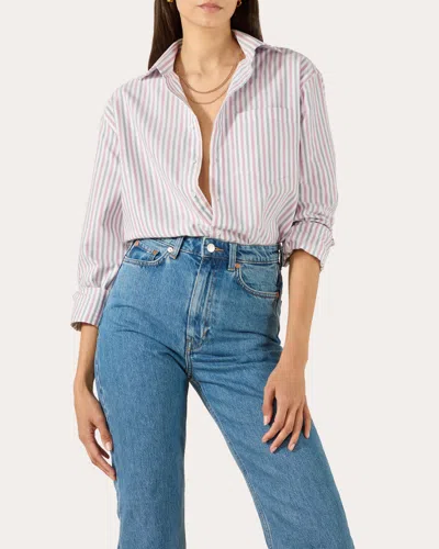 WITH NOTHING UNDERNEATH WOMEN'S THE OVERSIZED STRIPE OXFORD COTTON BUTTON-UP SHIRT