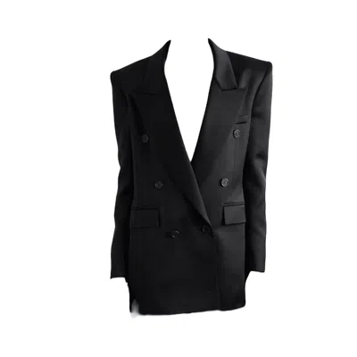 JIAYING WANG WJY STUDIO LONDON WOMEN'S ELEGANT MULBERRY SILK BLACK SUITE COAT TOP JACKET