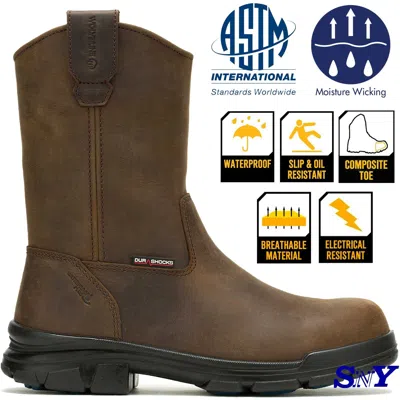 WOLVERINE WOLVERINE MEN'S DURASHOCKS WELLINGTON WATERPROOF COMPOSITE TOE SR WORK BOOTS
