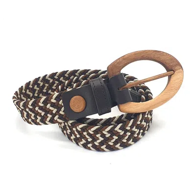 WOOD BELT WOMEN'S BROWN WOOD BELT YELLOWSTONE CLEVER 316 - WALNUT WOOD BRAIDED COTTON BELT