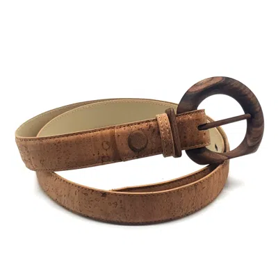 WOOD BELT WOMEN'S BROWN WOOD BELT ZION HEART 317 - WALNUT WOOD CORK BELT