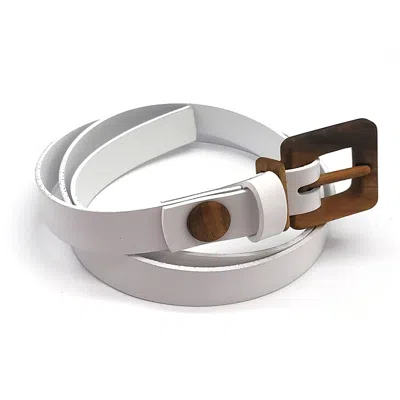 WOOD BELT WOMEN'S WHITE WOOD BELT FIORDLAND KIND 209 - WALNUT WOOD LEATHER BELT