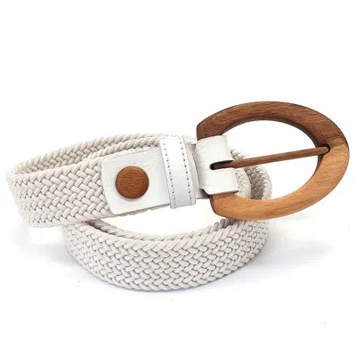 WOOD BELT WOMEN'S WHITE WOOD BELT YELLOWSTONE CLEVER 317 - WALNUT WOOD BRAIDED COTTON BELT