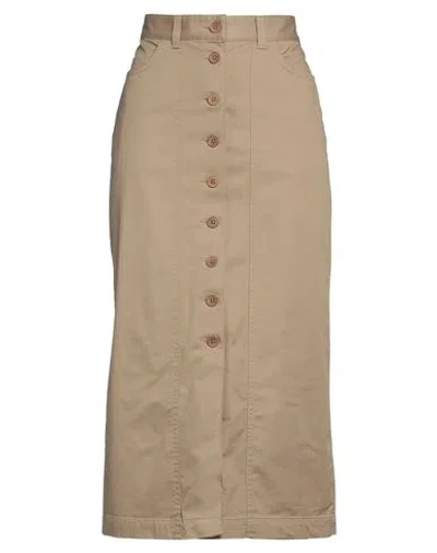 WOOD WOOD WOOD WOOD WOMAN MIDI SKIRT CAMEL SIZE 8 COTTON, ELASTANE