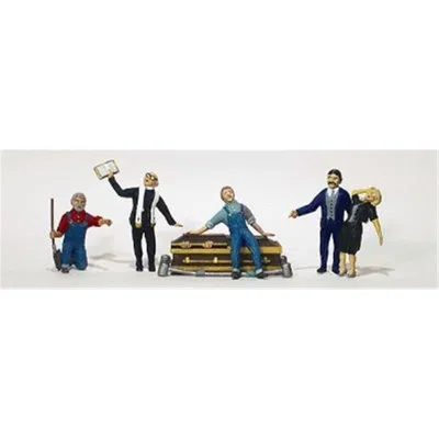 WOODLAND SCENICS HO SCALE GRAVESIDE SERVICE PEOPLE WITH CASKET