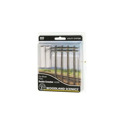 WOODLAND SCENICS HO SCALE PRE-WIRED POLES DOUBLE CROSSBAR