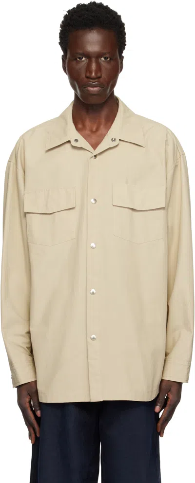WOOYOUNGMI BEIGE CHEST POCKET SHIRT