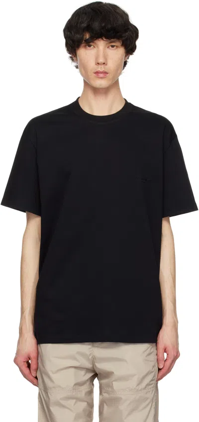 WOOYOUNGMI BLACK EMBROIDERED LOGO T-SHIRT
