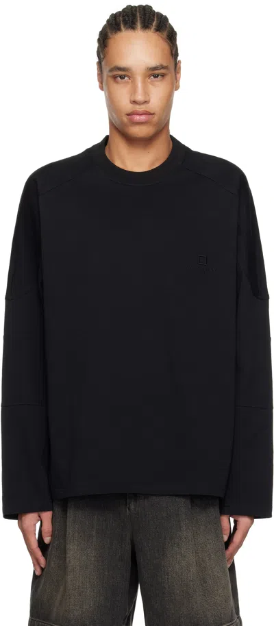 WOOYOUNGMI BLACK SHOULDER CUT LONG SLEEVE T-SHIRT