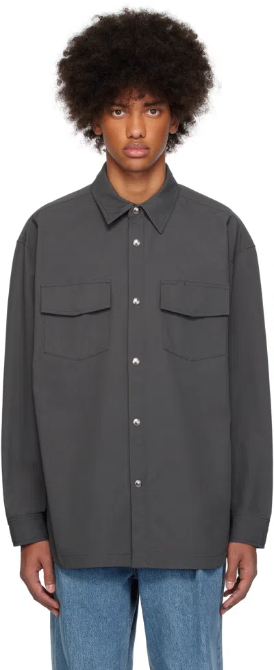 WOOYOUNGMI GRAY CHEST POCKET SHIRT