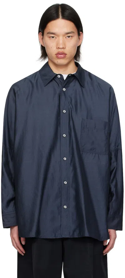WOOYOUNGMI NAVY PATCH POCKET SHIRT