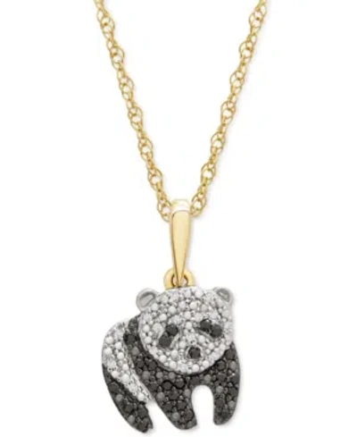 WRAPPED BLACK & WHITE DIAMOND PANDA 18" PENDANT NECKLACE (1/10 CT. T.W.) IN 10K GOLD, CREATED FOR MACY'S