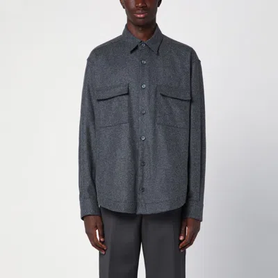 XACUS XACUS GREY WOOL BLEND OVERSHIRT