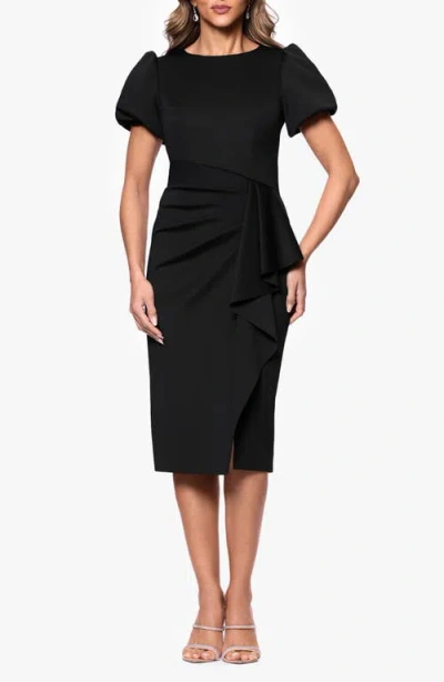XSCAPE EVENINGS XSCAPE EVENINGS PUFF SLEEVE SHEATH COCKTAIL DRESS
