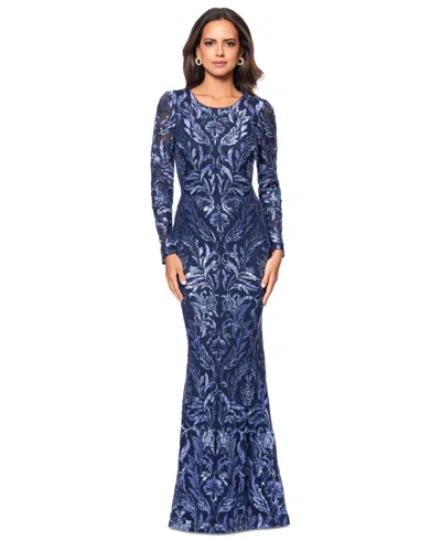 XSCAPE WOMEN'S SEQUINNED EMBROIDERED EVENING GOWN