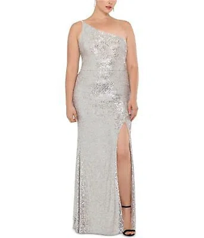 XSCAPE XSCAPE WOMENS SEQUINED ONE SHOULDER GOWN DRESS