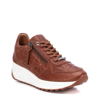 XTI WOMEN'S LEATHER SNEAKERS IN CAMEL