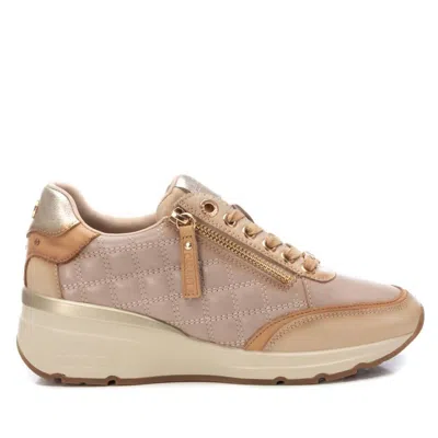 XTI WOMEN'S LEATHER TRAINER SNEAKERS IN BEIGE