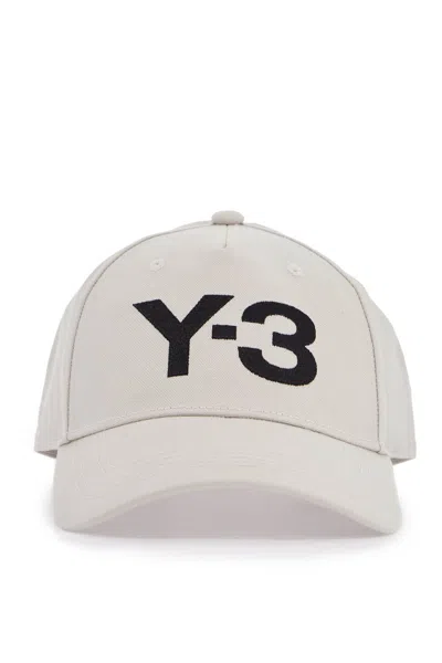 Y-3 GRAY COTTON CAP WITH LARGE LOGO AND CURVED BRIM