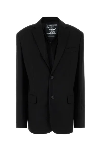 Y/PROJECT Y PROJECT BLACK STRETCH JERSEY OVERSIZE BLAZER