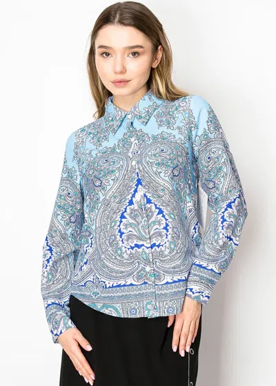 YAL NEW YORK AZURE ELEGANCE PAISLEY SHIRT