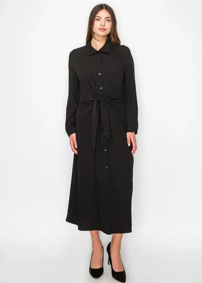 YAL NEW YORK BLACK MIDI SHIRT DRESS