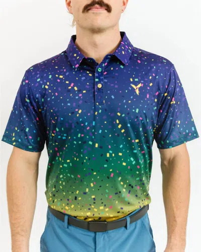 YATTA GOLF MARDI GRAS GOLF POLO. LIMITED EDITION. IN BLUE