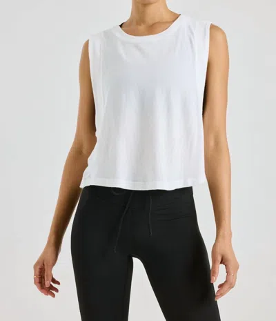 YEAR OF OURS FLOW CROPPED MUSCLE TANK IN WHITE