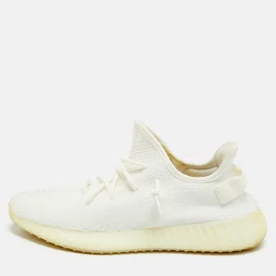 YEEZY X ADIDAS WHITE KNIT FABRIC BOOST 350 V2 CREAM SNEAKERS SIZE 46 2/3