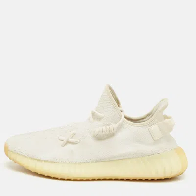 YEEZY X ADIDAS WHITE KNIT FABRIC BOOST 350 V2 LOW TOP SNEAKERS SIZE 44