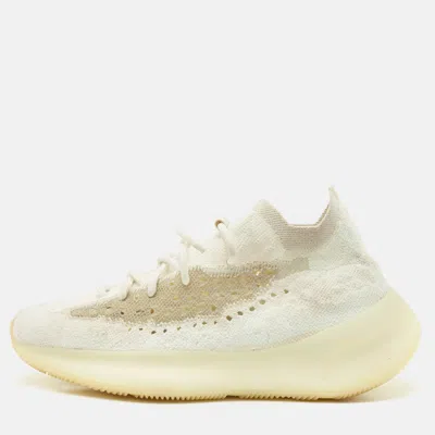 YEEZY X ADIDAS WHITE KNIT FABRIC BOOST 380 CALCITE GLOW SNEAKERS SIZE 42