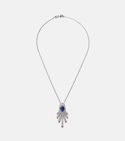 YEPREM REIGN SUPREME 18KT WHITE GOLD NECKLACE WITH SAPPHIRE AND DIAMONDS