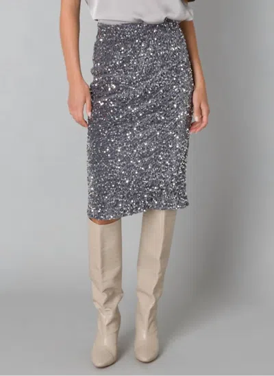 YEST PHILIPPA SEQUIN SKIRT IN GREY
