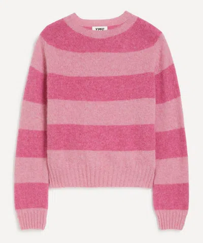 YMC YOU MUST CREATE YMC WOMEN'S JET PINK STRIPE WOOL JUMPER
