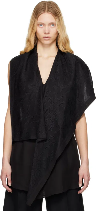 YOHJI YAMAMOTO BLACK DRAPED LONG VEST