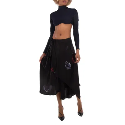 YOHJI YAMAMOTO DRAPE & GATHER DETAIL SILK SKIRT