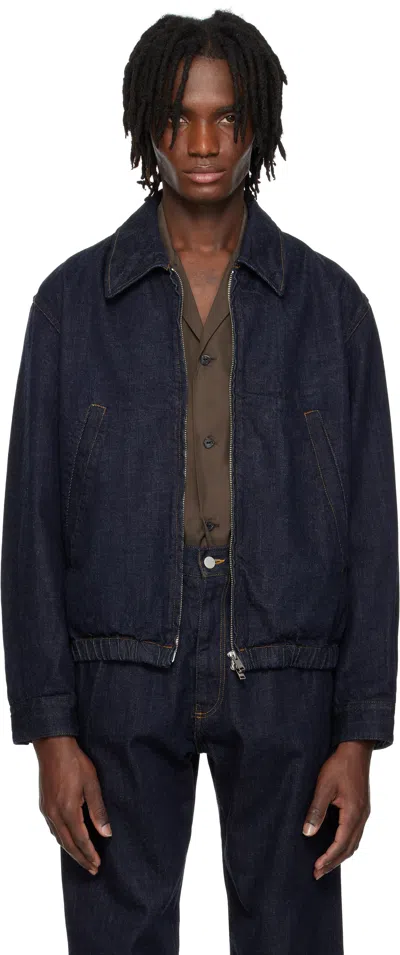 YOKE NAVY FRONT ZIP DENIM JACKET