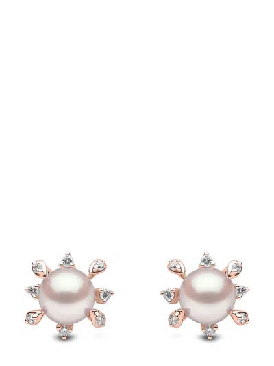 YOKO LONDON 18KT ROSE GOLD TREND AKOYA PEARL AND DIAMOND EARRINGS