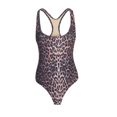 YORSTRULY WOMEN'S RELAY SWIMSUIT - COLOUR LEOPARD PRINT - ONEPIECE SWIMSUIT WITH RACER BACK & REMOVABLE PADDIN