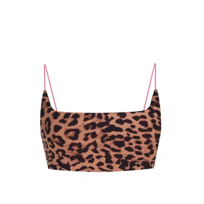 YORSTRULY WOMEN'S SKINNY BRA - COLOUR LEOPARD PRINT - SPORTS BRALETTE WITH SPAGHETTI STRAPS