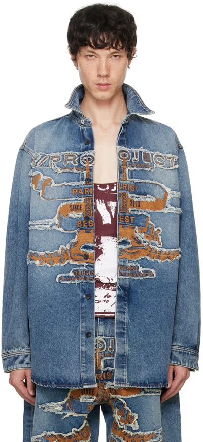 Y/PROJECT BLUE PARIS' BEST PATCH DENIM SHIRT