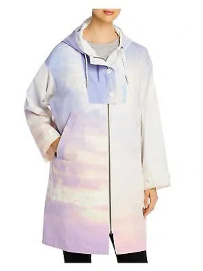 Y'S YS ARMY WOMENS WHITE COLOR BLOCK ZIP UP WINTER JACKET COAT 36